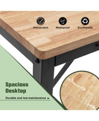 Adjustable Height Workbench, 60" Rubber Wood Top with Power Outlets, 2000 lbs Capacity