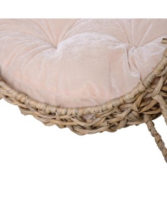 20.5 Inch Beige Woven Banana Leaf Elevated Cat Bed