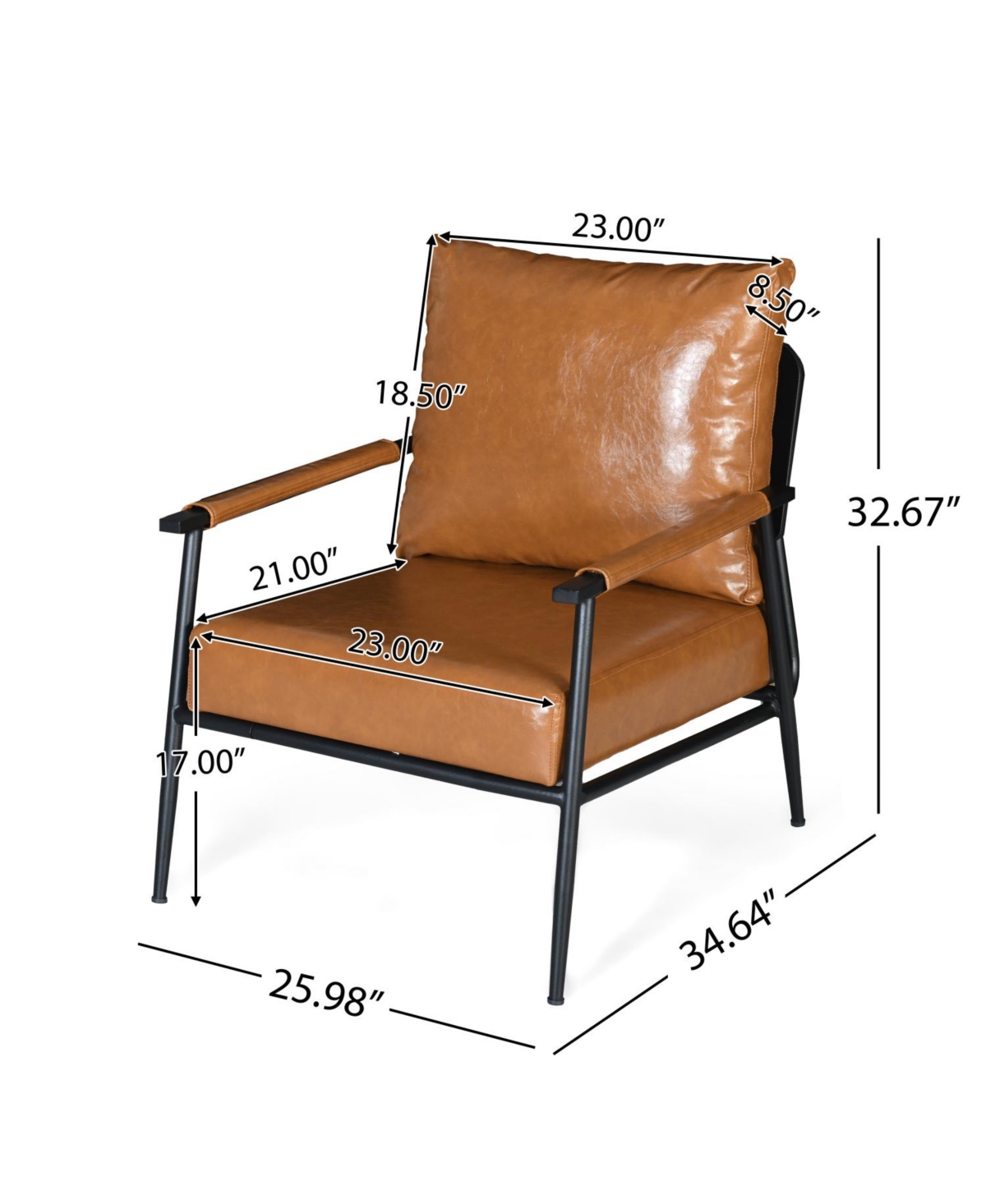 Streamdale Mid-Century Accent Chair with Brown Faux Leather