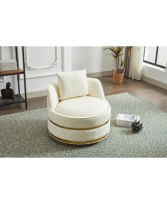 Swivel Accent Chair, Faux Leather Barrel Club Chair