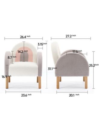 Accent Chair Sofa, Toddler Fabric with Solid Wooden Frame,Rainbow Design