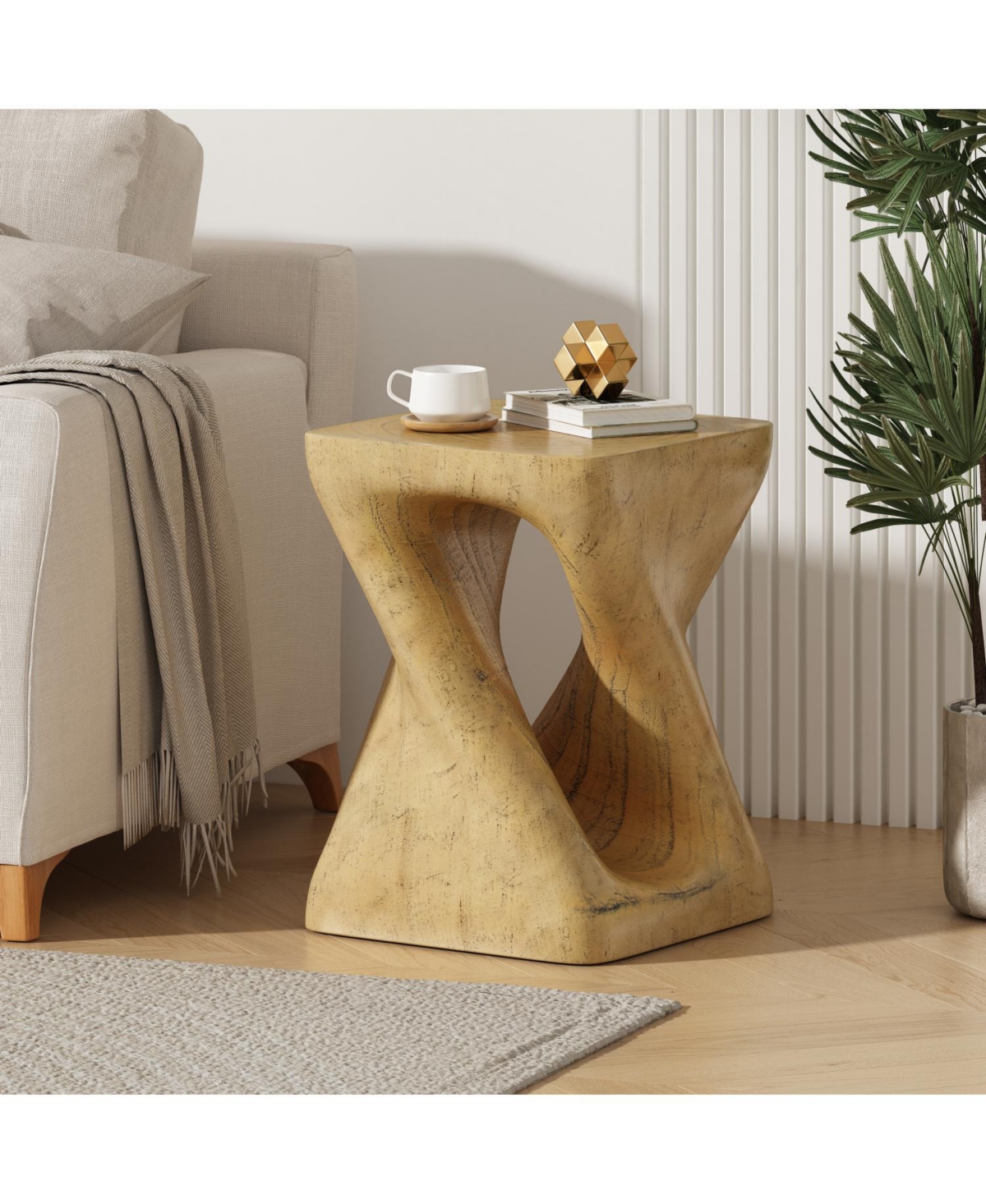 Streamdale Furniture Streamdale Twist Shape Side Table, Wood-like texture