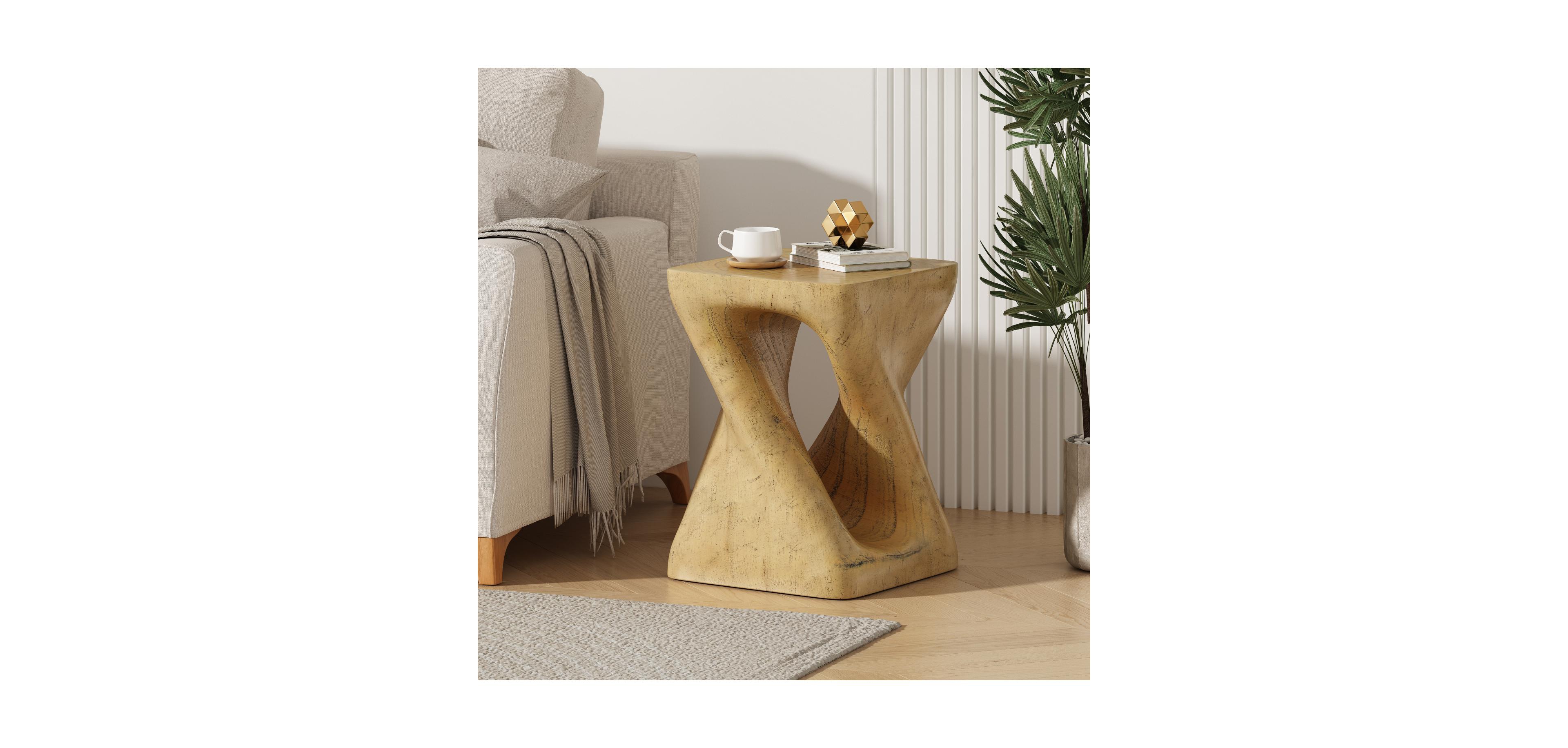 Streamdale Furniture Streamdale Twist Shape Side Table, Wood-like texture