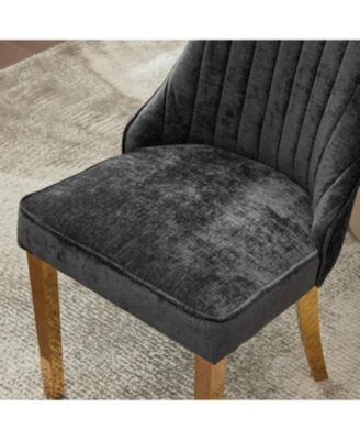 Chenille Dining Chairs Set of 2 Black