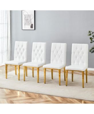White Armless Dining Chairs (4-Piece Set)