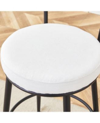 Ergonomic Bar Chairs White Cushions 35.5" High Black & White