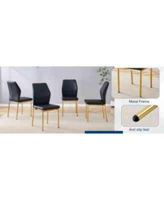 Luxury Black PU Dining Chairs - Gold Legs (Set of 4)