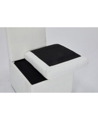 Linen Ivory Dining Chair with Casters & Storage (Set of 2)