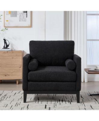 35.4" Wide Modern Farmhouse Accent Chair - Black Boucle