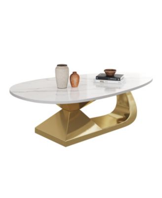 Sintered Stone Coffee Table with Stainless Steel Base