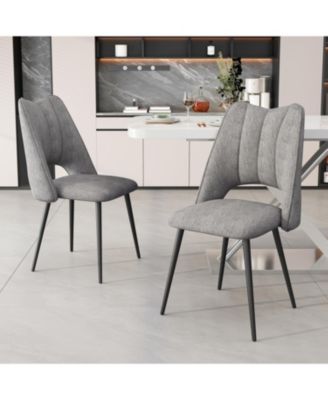 4-Chair Modern Dining Set Metal Legs Grey