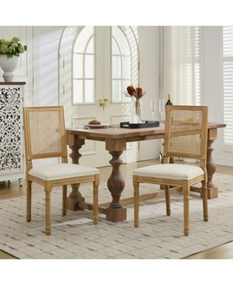  Louis Dining Chairs, Rattan Back, Beige