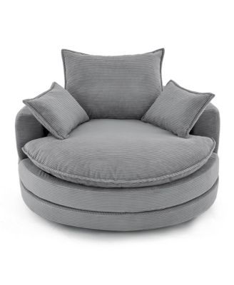 Swivel Barrel Chair with Pillows