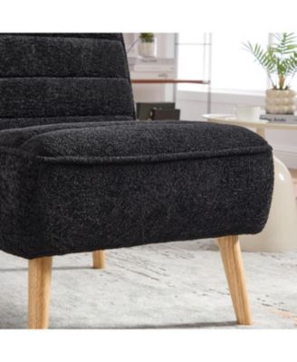 Modern Upholstered Accent Chair, Chenille, Black