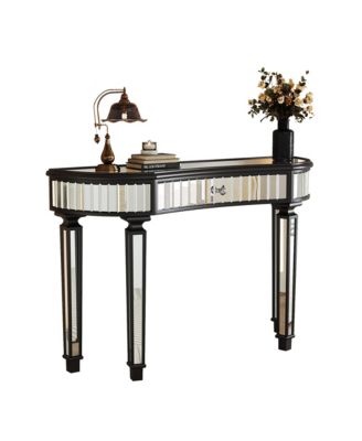 Streamdale 47" Half-Moon Mirrored Console Table - Silver Entryway Vanity Desk