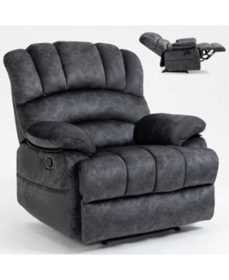 Large Manual Recliner Chair in Fabric for Living Room