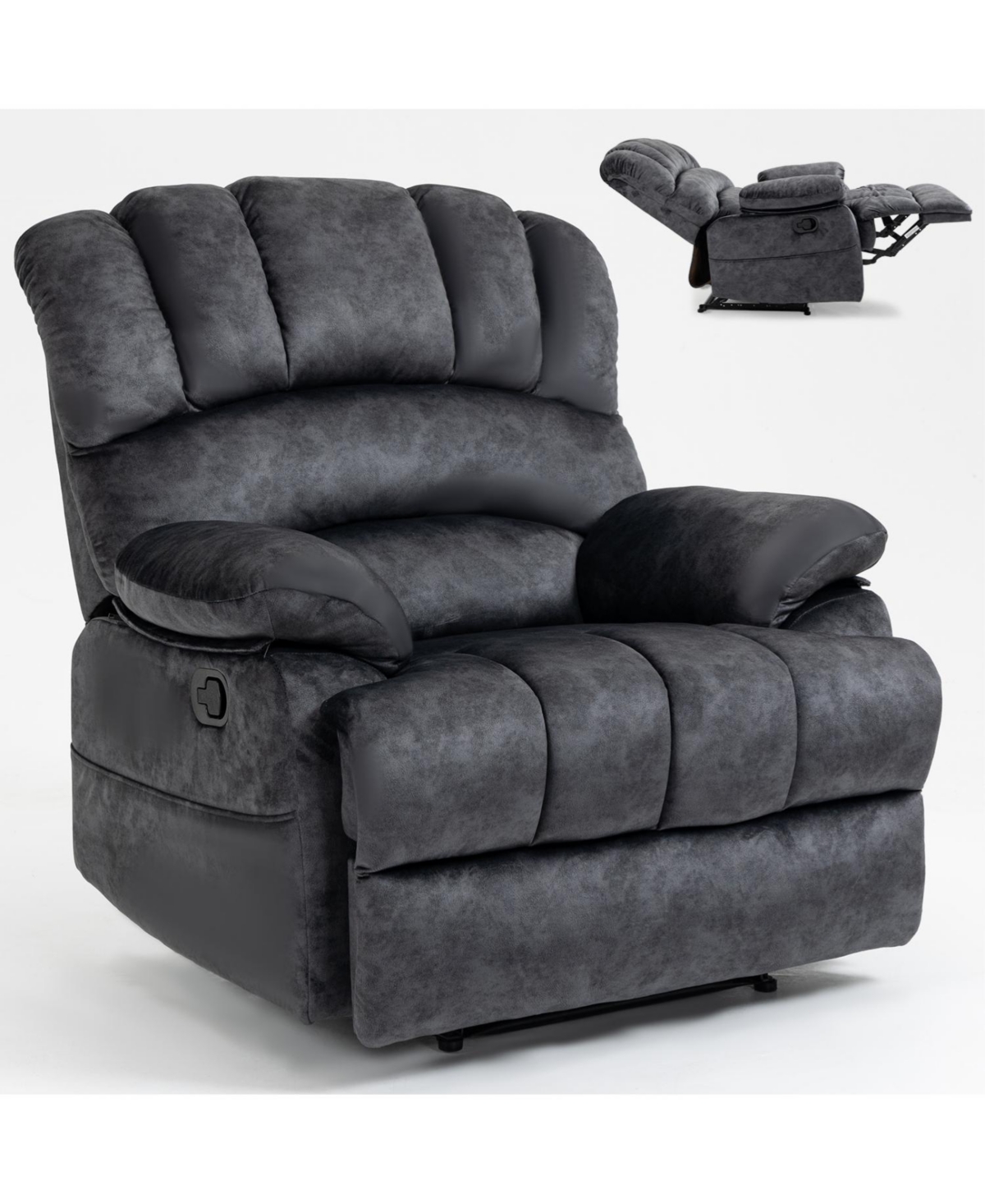 Streamdale Furniture Large Manual Recliner Chair in Fabric for Living Room