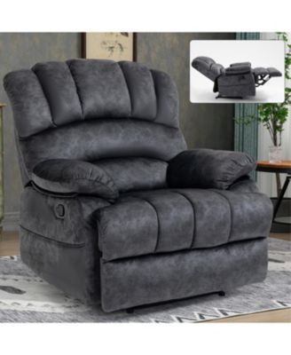 Large Manual Recliner Chair in Fabric for Living Room
