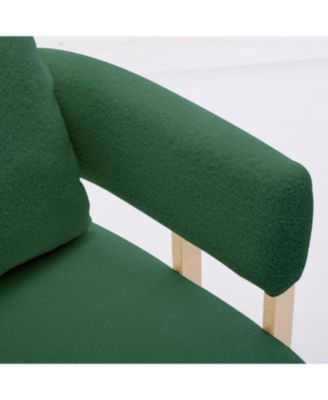 TS Modern Green Teddy Fleece Chair Gold Legs 2PC