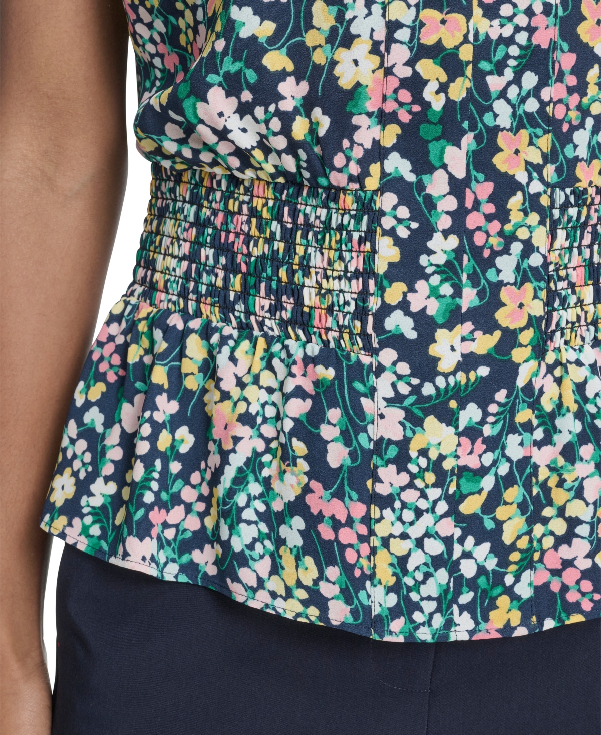 Tommy Hilfiger Women's Floral Smocked Peplum Top
