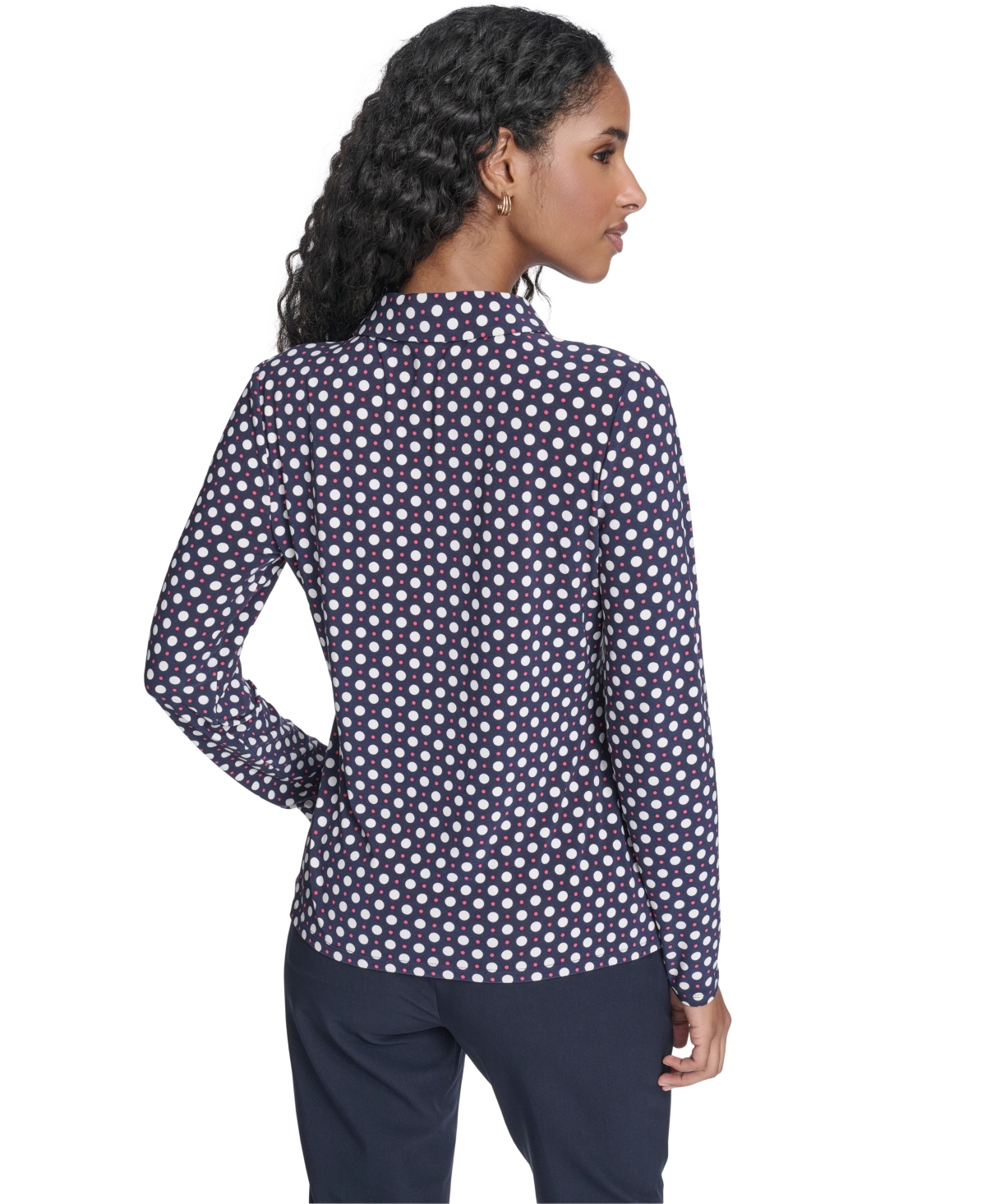 Tommy Hilfiger Women's Double Dot Long-Sleeve Button Down Shirt