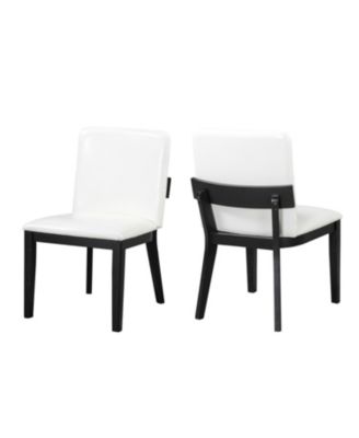 Wood & White Leather Dining Chairs