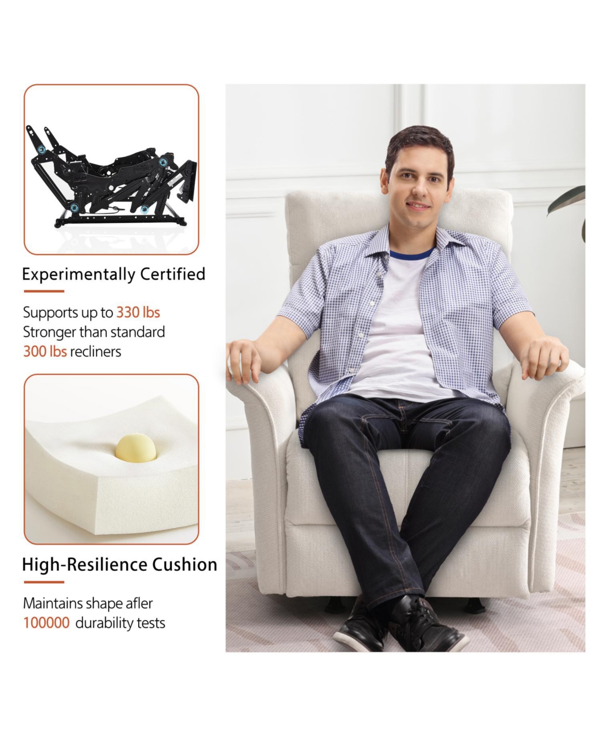 Streamdale Furniture Fabric Rocker Recliner Chair - Gray