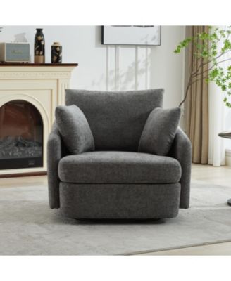 Chenille Swivel Accent Chair with Pillows