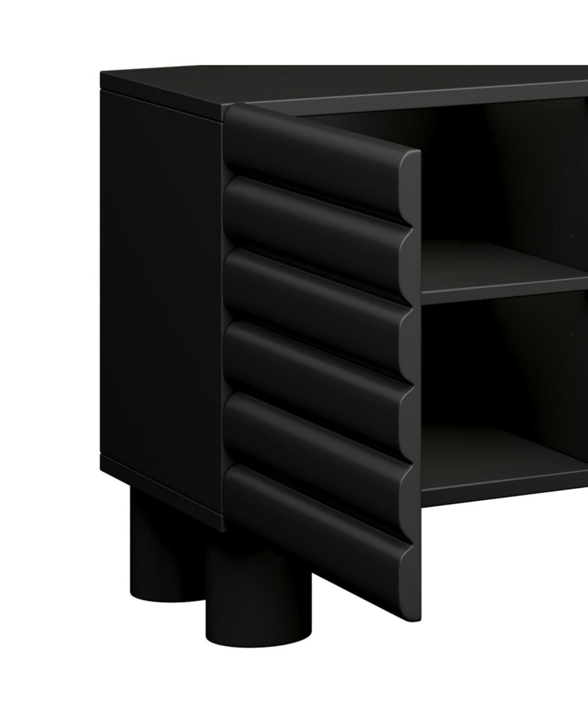 Streamdale Furniture Cream Tv Stand Console - 75" Tv, Adjustable Shelves