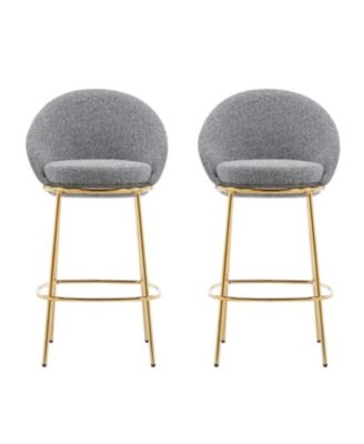  Celano Gold & Gray Upholstered Barstools (Set of 2 )