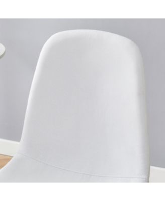 Luxury White Linen Dining Chairs (Set of 4) - Black Metal Legs