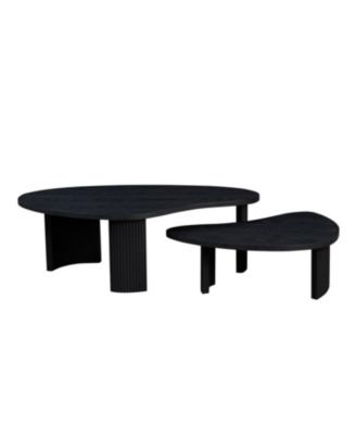 Streamdale Modern Irregular Coffee Table Set, Nesting End Tables, Black