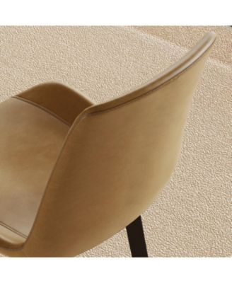  PU Leather Dining Chairs, Carbon Steel Legs, Brown (Set of 4)