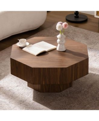 30.5" Walnut Octagon Coffee Table - Living Room/Office