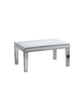  Silver Crushed Crystal Coffee Table, Mirrored Glass, Glam Modern
