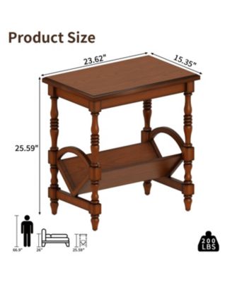 Classic Wooden Side Table with Magazine Rack