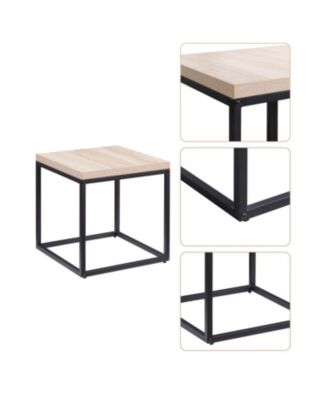 Square Wood & Metal End Table