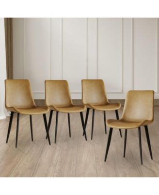 Set of 4 PU Leather Dining Chairs
