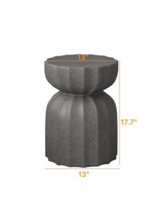 13" Modern Waterproof Coffee/Side Table Set, MgO Cement, Indoor/Outdoor, Grey, 2PC