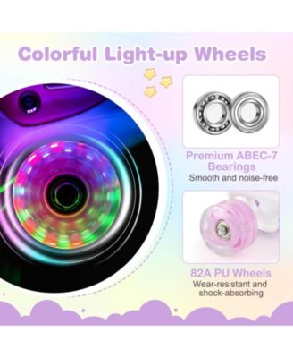 4 Sizes Adjustable Quad Skates with Light-up Wheels Safety Protection for Ages 13+