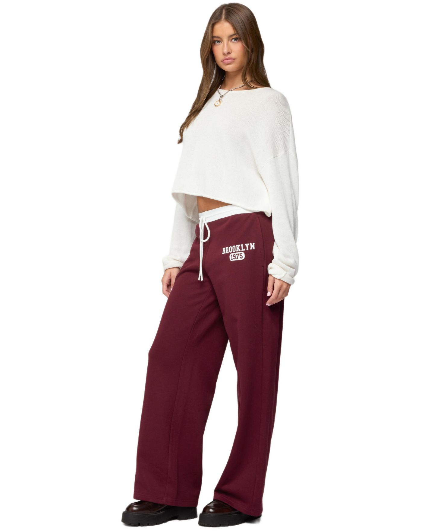 Женские брюки Edikted Brookie Sweatpants, цвет: Бордовый — фото 3
