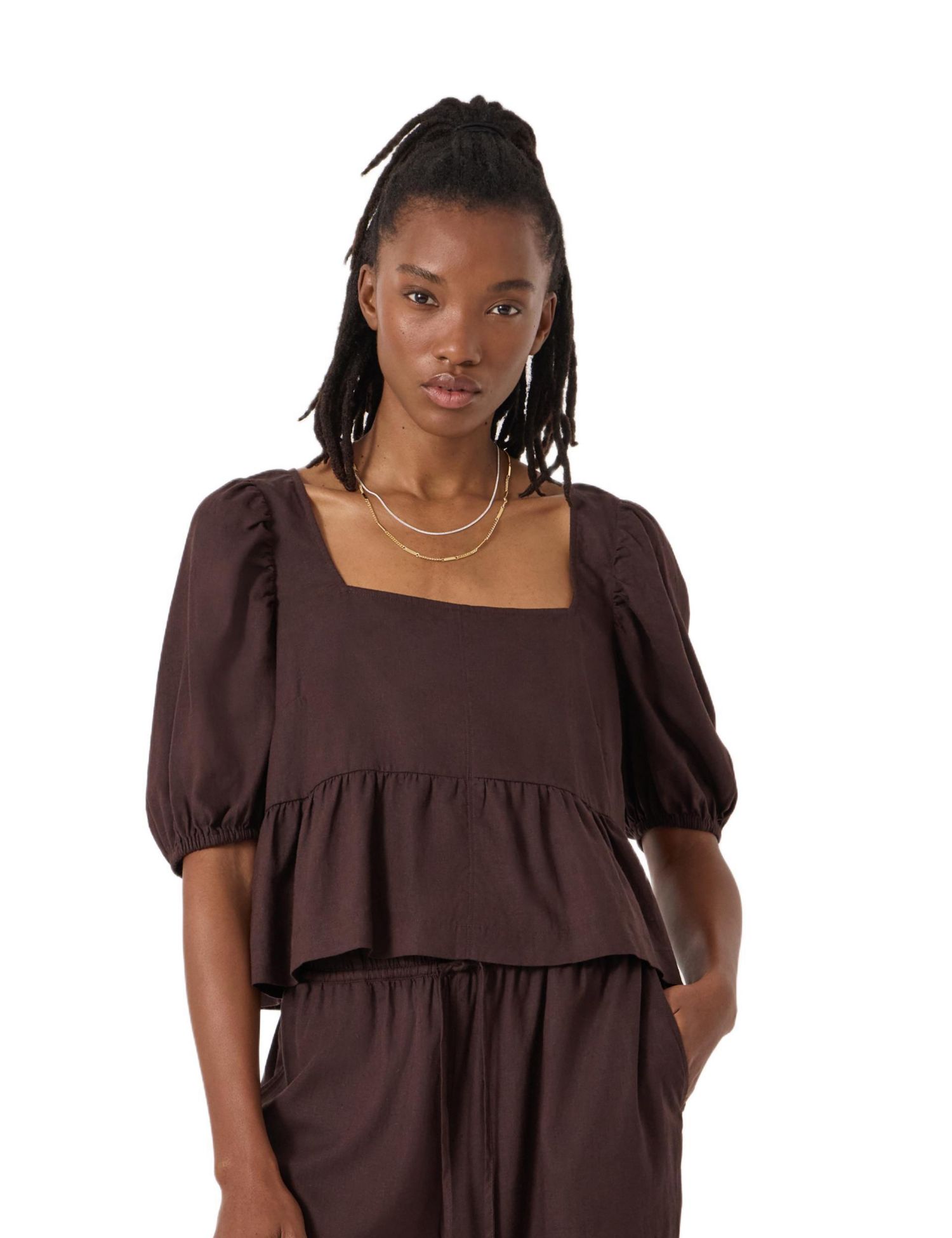 Women's Alva Puff Sleeve Linen Beach Top