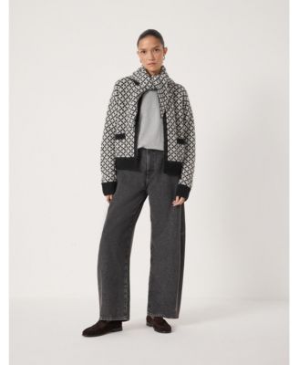 Women's Jacquard Wool Edge To Edge Cardigan