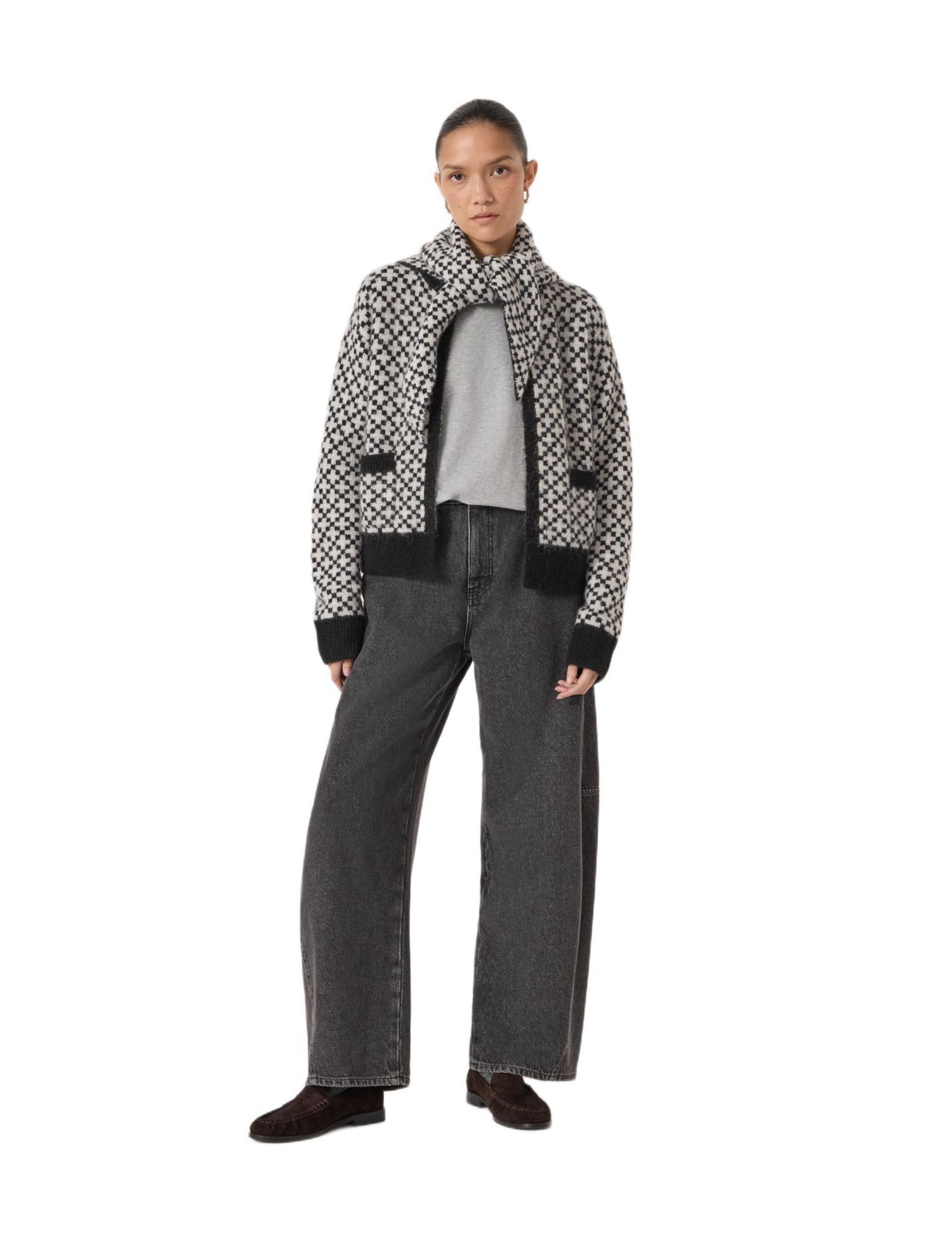 Women's Jacquard Wool Edge To Edge Cardigan