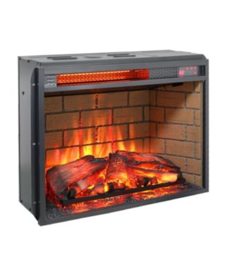 23 inch infrared quartz heater fireplace insert -woodlog version with brick