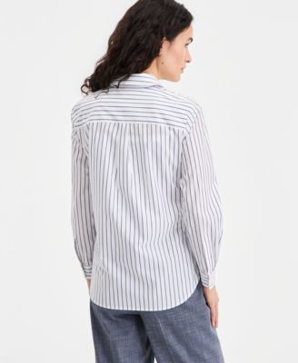 Women's Long-Sleeve Stripe Button Front Shirt