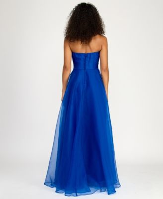 Juniors' Asymmetric Drape Strapless Ball Gown, Created for Macy's