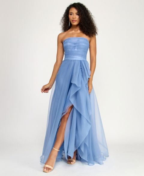 Женские платья B Darlin Juniors' Asymmetric Drape Strapless Ball Gown, цвет: Джинсовый