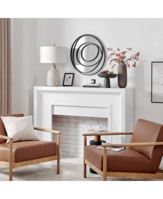 Sonya 25.5-inch Contemporary Continuous Circles Wall Mirror with Black Iron Accents