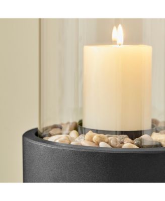 Pillar Hurricane Candleholder with Decorative Pebble Base